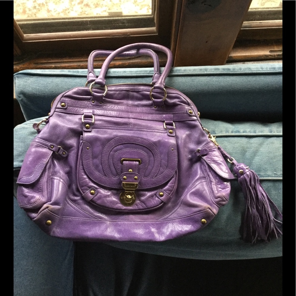 Hayden-Harnett Trophy Bag Purple Leather